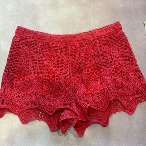 Red knit shorts